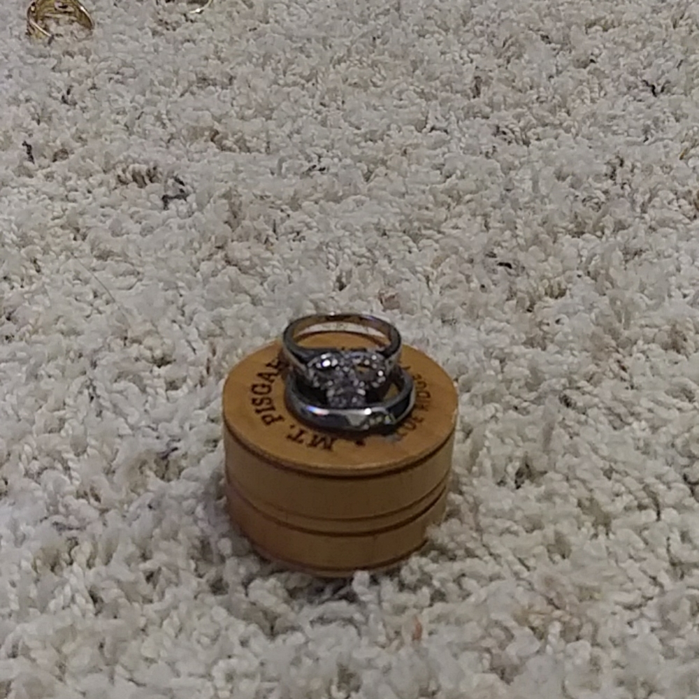 Real silver and real diamond ring set